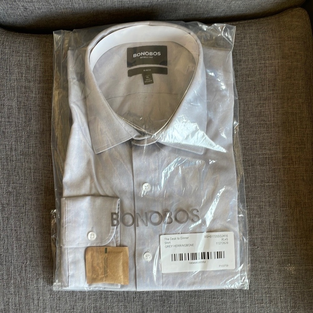 Bonobos gray herringbone desk to dinner shirt